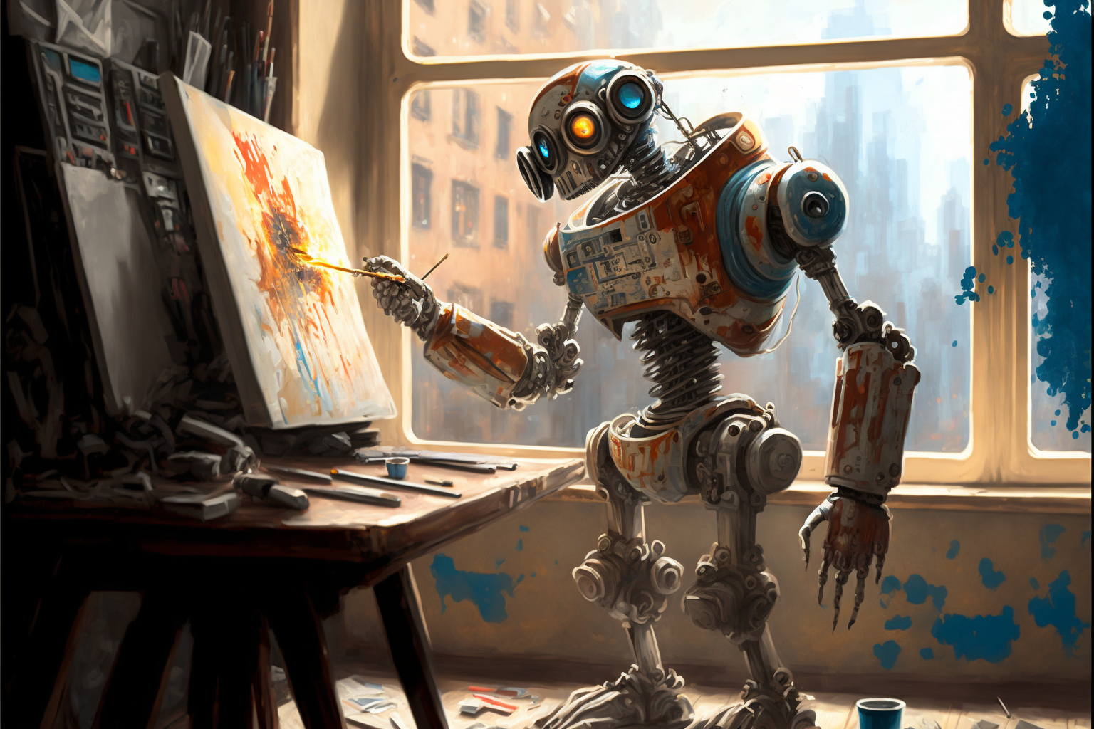 robot peint une toile